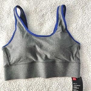 NWT Under Armour gray and blue sports bra